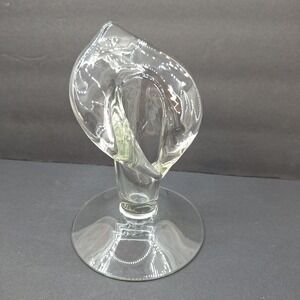 Vintage Cambridge Glass Clear Calla Lily Candlestick Holder Jack‎ In Pulpit